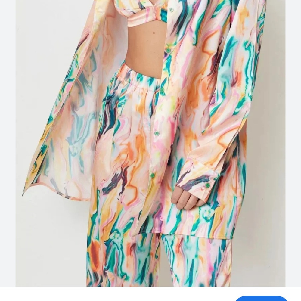 Nasty Gal Multicolor Marble Print Wide Leg Pants - Picture 11 of 14